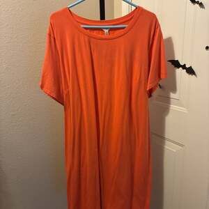 Terra & Sky Women's Bright Orange T-Shirt Dress 3X